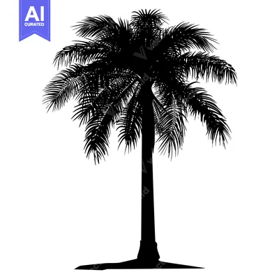 Aset desain premium: Black Silhouette of a Single Palm Tree