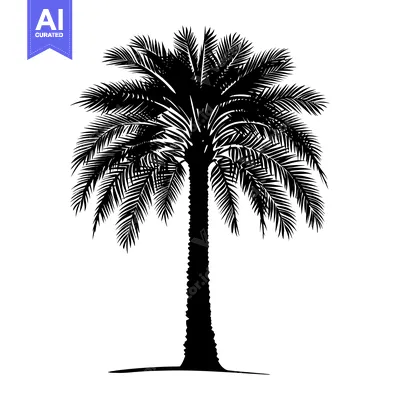 Popular premium asset: Silhouette of a Single Palm Tree with Lush Fronds