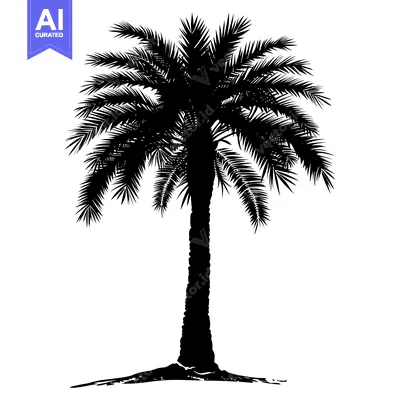 Aset premium populer: Silhouette of a Palm Tree with Fronds and Trunk