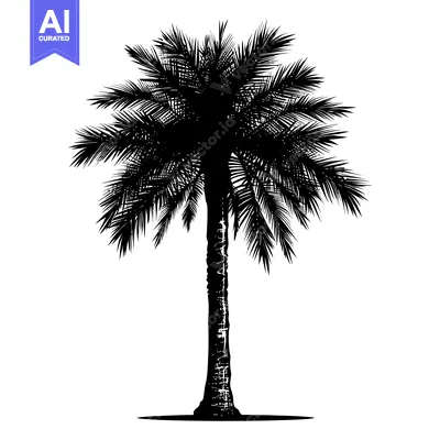 Aset desain premium: Black and White Silhouette of a Palm Tree