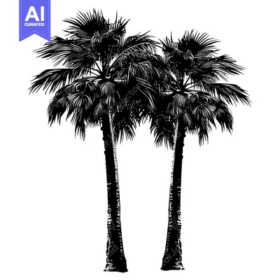 Popular premium asset: Black and White Silhouette of Two Palm Trees