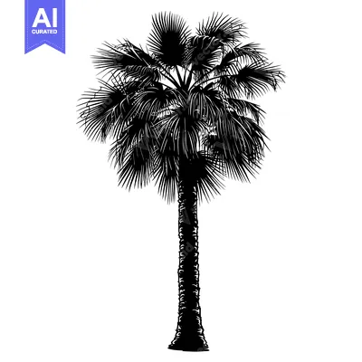 Aset desain premium: Black and White Silhouette of a Palm Tree