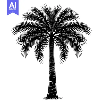 Popular premium asset: Black and White Silhouette of a Palm Tree with Fronds