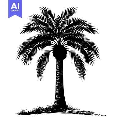 Aset premium populer: Black and White Silhouette of a Palm Tree