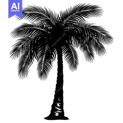 Aset desain premium: Black and White Silhouette of a Palm Tree