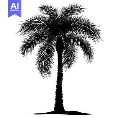 Aset desain premium: Silhouette of a Palm Tree with Lush Fronds