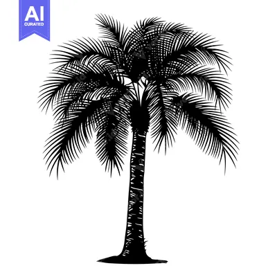 Aset premium populer: Silhouette of a Palm Tree with Lush Fronds