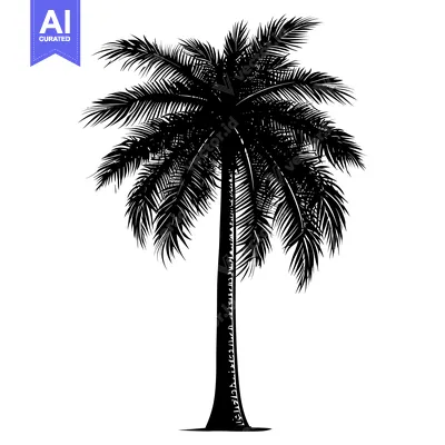 Black and White Silhouette of a Palm Tree