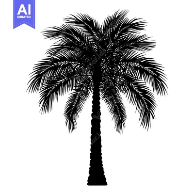 Premium design asset: Silhouette of a Palm Tree with Lush Fronds