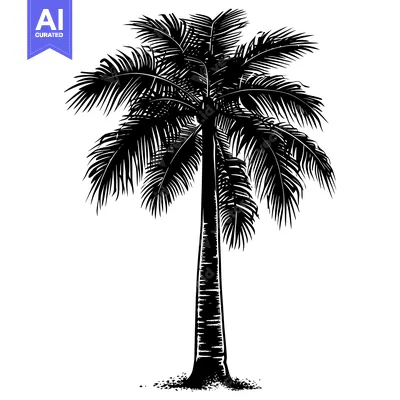 Aset desain premium: Black and white silhouette of a palm tree