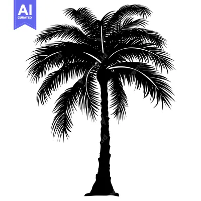 Premium design asset: Black and White Silhouette of a Palm Tree