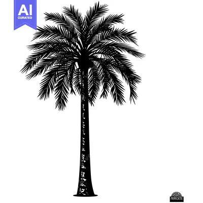 Aset desain premium: Black and White Silhouette of a Palm Tree