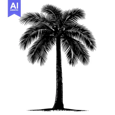 Premium design asset: Black and White Silhouette of a Palm Tree