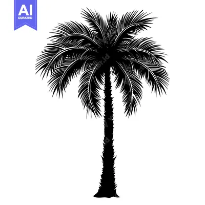 Silhouette of a Tall Palm Tree with Lush Fronds