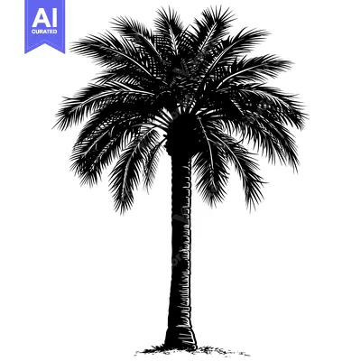 Black and White Silhouette of a Palm Tree