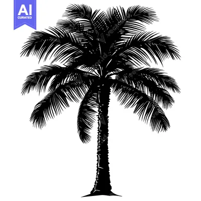 Popular premium asset: Black and White Silhouette of a Palm Tree