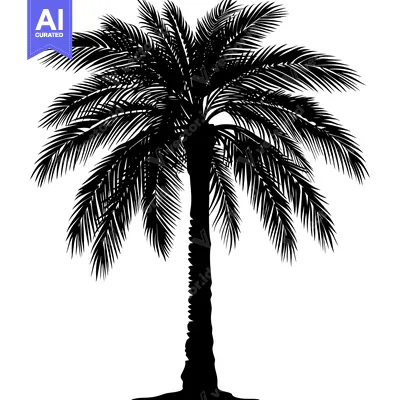 Premium design asset: Black and White Silhouette of a Palm Tree