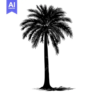 Popular premium asset: Black and White Silhouette of a Palm Tree with Lush Foliage