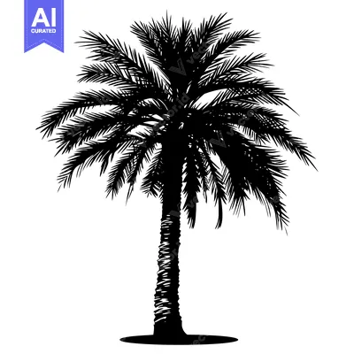 Aset premium populer: Black and White Silhouette of a Palm Tree