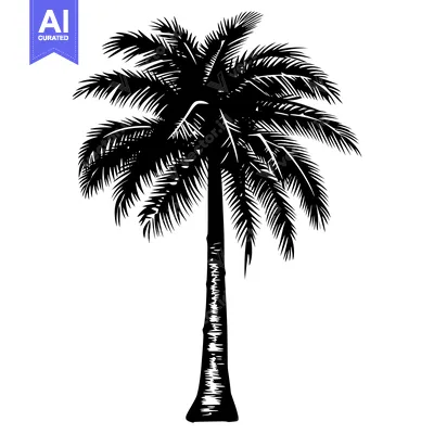 Aset premium populer: A Black and White Silhouette of a Palm Tree