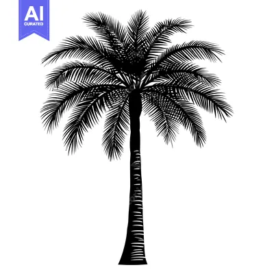 Aset desain premium: Black and White Silhouette of a Palm Tree