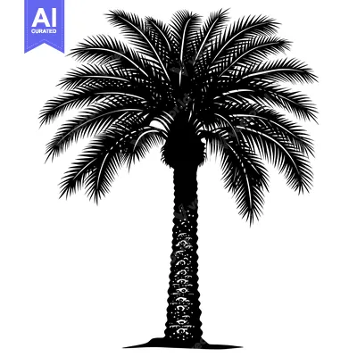 Aset premium populer: Black and White Silhouette of a Palm Tree