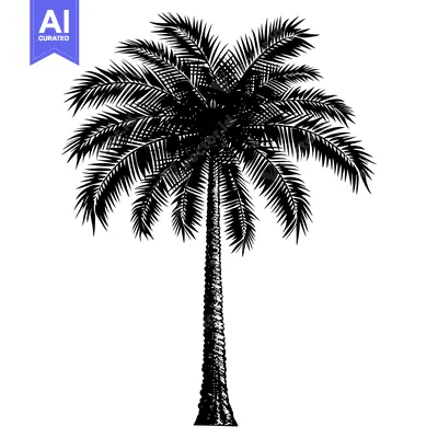 Aset premium populer: A Silhouetted Palm Tree Against A White Background