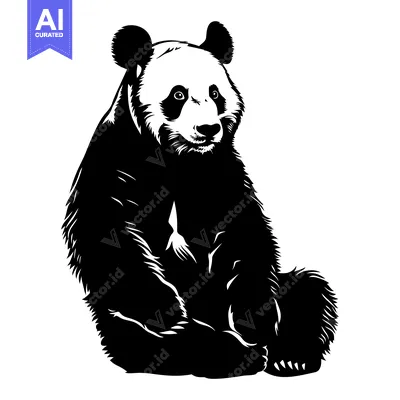 Popular premium asset: Black and White Illustration of a Sitting Panda Bear