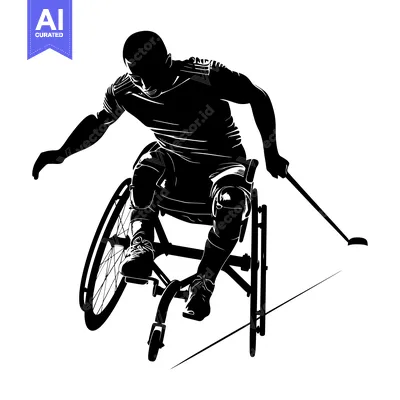 Popular premium asset: Silhouette of a wheelchair athlete pushing forward with determination