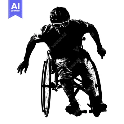 Aset desain premium: Silhouette of a Person in a Wheelchair