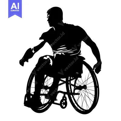Aset desain premium: Silhouette of a Person in a Wheelchair