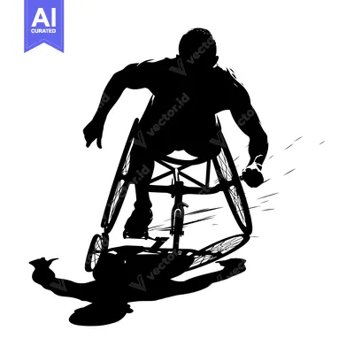 Aset desain premium: Silhouette of a Wheelchair Athlete in Motion