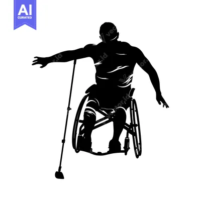 Popular premium asset: Silhouette of a Man in a Wheelchair Reaching Out with a Crutch