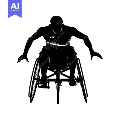 Popular premium asset: Silhouette of a Wheelchair Athlete Leaning Forward in a Race