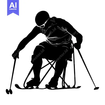 Premium design asset: Silhouette of a Disabled Athlete Skiing in a Wheelchair
