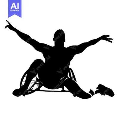 Popular premium asset: Silhouette of a wheelchair athlete reaching out with arms outstretched