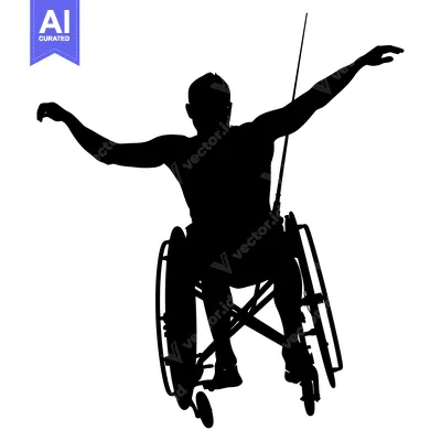 Aset desain premium: Silhouette of a Wheelchair Athlete Reaching Out