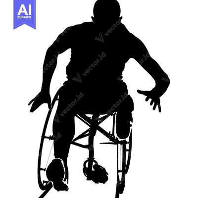 Aset desain premium: Silhouette of a wheelchair athlete in motion