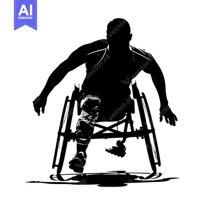 Silhouette of a Man in a Wheelchair, Reaching Out with His Hand