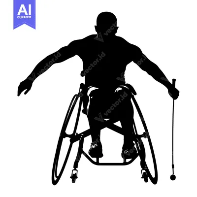 Aset premium populer: Silhouette of a Wheelchair-Bound Person Playing Golf