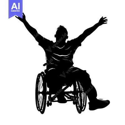 Aset premium populer: Silhouette of a Person in a Wheelchair with Arms Raised in Triumph
