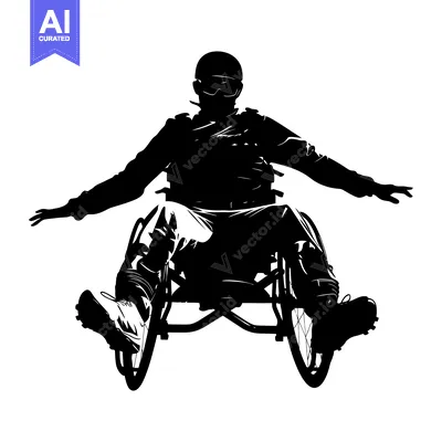 Aset desain premium: Silhouette of a Person in a Wheelchair Reaching Outward