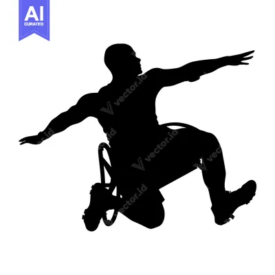 Aset premium populer: Silhouette of a wheelchair athlete in mid-air