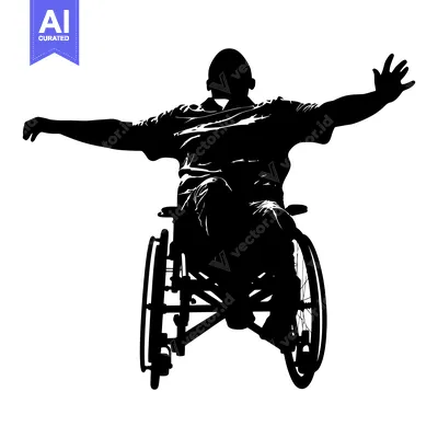 Aset premium populer: Silhouette of a Man in a Wheelchair with Arms Outstretched