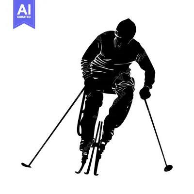 Aset premium populer: Silhouette of a Cross-Country Ski Athlete in Motion