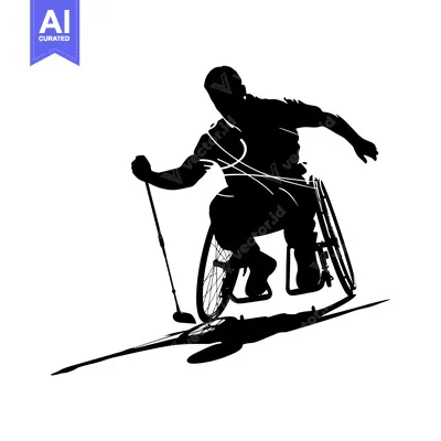 Popular premium asset: Silhouette of a Person in a Wheelchair Playing Golf