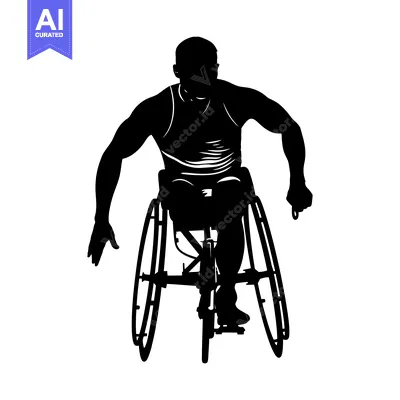 Aset premium populer: Silhouette of a man in a wheelchair with arms outstretched