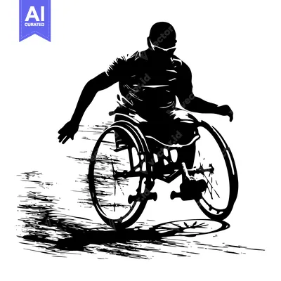 Premium design asset: Silhouette of a person in a wheelchair moving forward