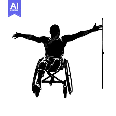 Aset premium populer: Silhouette of a Wheelchair Athlete Reaching Out with Arms Extended