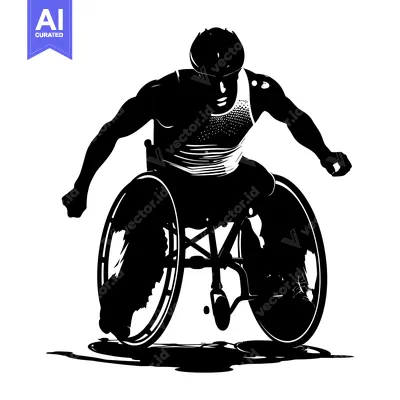Aset premium populer: Silhouette of a Wheelchair Athlete in Motion